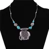 Женские животные слон тибетская серебряная бирюзовая кулон ожерелья мода подарок национальный стиль женщин DIY ожерелье подвески