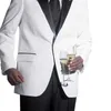 White Formal Wedding Tuxedo for Groom 2 piece Men Suits with Black Pants Notched Lapel Custom Man Fashion Set Groomsmen Jacket X0909