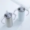 12oz Straight Sublimation Double Handle Mug Kids Sippy Cup Stainless Steel Vacuum Water Milk Mugs