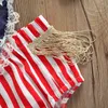 Rompers Infant Baby Girls Romper Summer Star Stripe Heart Independence Day Lace Sleeveless Suspender Jumpsuit Toddler Outfits