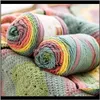 Clothing Fabric Apparel Drop Delivery 2021 100G 19 Rainbow Segment Dyed 5 Strand Wool Diy Handmade Knitted Baby Sweater Hat Scarf Sofa Cushio