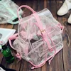 Mulheres transparentes PVC Bag Jelly Mochilas Buckles String Student Backpack Girls Moda Moda Rosa Bolsas Escolares Verdes
