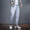 Roupas de marca de verão homens jeans algodão denim hip hop harem calça corredores streetwear calças cinzentas fino hombre harem calças macho 210622