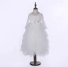 Children girls princess three quarter sleeves mesh tutu cake dress max length Xmas party embroidery for kids 1-8Yrs 210529