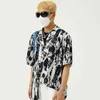 IEFB Herrkläder Sommarutveckling Koreanska Trend Ins Loose Vintage Mönster Kortärmad T-shirts Notched Collar Tops 9Y7449 210524