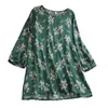 Design Plus Size Floral Print Blouse Women O-neck 3/4 Sleeve Loose Casual Shirt Womens Tops And Blouses 210603