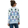 Pullover lavorato a maglia a maniche lunghe per le donne Inverno Albero di Natale Pupazzo di neve Stampa Vintage Casual Femminile Streetwear Maglione caldo Top 210608