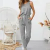 Jumpsuits das Mulheres Macacões Mulheres Lace Up Broadcloth Poliéster Moda Sólida Romper para Bodysuits Casuais Streetwear Algodão