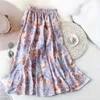 SURMIITRO Summer Korean Style Vintage Rose Oil Rainting Long Skirt Women High Waist Aesthetic Midi Mermaid Skirt Female 210712