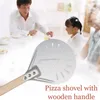 7 8 9 Inch Perforated Pizza Rotate Peel Shovel Aluminum Wood Handle Paddle Short Tool Non Slip