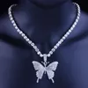 Nasigning Big Butterfly Wisiorek Naszyjnik Hip Hop Landed Out Rhinestone Chain Dla Kobiet Bling Tenis Chain Crystal Animal Choker Jewelry 1298 Q2