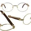 卸売木製メガネフレーム 7550178 ラウンドメタル眼鏡眼鏡女性シルバーゴールドフレーム C 装飾眼鏡