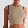 Gilet sportivo da esterno Tipo Completo da yoga femminile nudo Reggiseno Canotte Completo con imbottitura per il seno Collo alto Camicia fitness a colori a contrasto Abbigliamento da palestra Camicetta