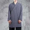 Etnik Giyim 2021 Çin Tarzı Geliştirilmiş Hanfu Gömlek erkek Gençlik Tang Takım Retro Keten Ceket Uzun Bölüm Slung Cardigan Robe