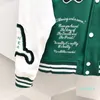 男性刺繍ジャケットユニセックスファッション特大ヒップホップヴァルシティ野球ジャケットレザースリーブハイストリートルーズフィットレターマンコートアウターウェア