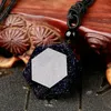 Drop shipping azul areia pedra pedra seis estrelas colar aventurine pingente natural obsidian estrela colar afortunado amantes para mulheres e eu