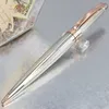 Pure Pearl Quality Classic Ballpoint Pen Silver Strömlinjeformning Pointed Cover Thin Ripple Barrel Writing Smooth Luxury Stationery Box285G