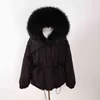 Janveny Huge Raccoon Fur Collar Hooded Short Female Winter Feather Down Coat Women 90% Duck Jacket Puffer Parka 211216