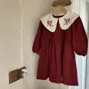 Mädchenkleider wlg Kinder Mädchen Kleider Frühling Herbst Rotgrün florale Stickerei Baby Girl Casual Clothes für 2-6 Jahre