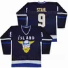 Island Mighty Ducks College 9 Gunnar Stahl Trikot Herren Film Eishockey Team Farbe Away Marineblau Alle Nähte Universität Atmungsaktiv Rein