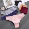 Finetoo 3 pçs / set algodão calcinha brasileira M-2XL Mulheres Underwear Senhoras Soild Color T-Back Underpants Sexy Baixo-ascensão Panty 2021 Y0823