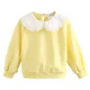 Moda do outono da primavera 3 4 6 7 8 9 10 11 12 anos de idade crianças outwear cor de doces Retalhos de cor camisolas para crianças baby girls 210625
