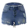 Weigou Sommer Frauen Casual Loch Denim Hohe Taille Solide Jeans Shorts Vintage Baumwolle Kurze Hosen 210625