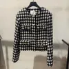 Autumn New Women's O-hals Långärmad tweed ullfärgblock Houndstooth Plaid Grid Fashion Coat Casacos Jacket SMLXL