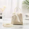 Dzieci Mini Torebka 2021 Summer Słomy Mała Dziewczynka Koronki Bow Cross Body Torba Rattan Handmade Baby Coin Pasta Tot