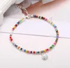 Colorful Beaded Anklet Retro Alloy Scallop Pendant Foot Chain Beach Footwear for Women Girls Gift Jewelry