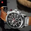Curren 8291 Chronograph Watches Castiral Leath Leath Watch for Men Fashion Military Sport Mens Mens紳士