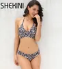 Dames badkleding shekini tweedelig halter bikinilebladeren printen print bodem zwempak badpak