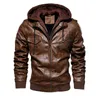 Herren Winter Warme Fleecejacken und Mäntel Herbst Herren Hut Abnehmbare Lederjacken Outwear Motorrad Lederjacke M-4XL 211008