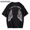 Tees Streetwear Hip Hop Men Butterfly Chinese Print Reflective Short Sleeve Cotton T-Shirts Loose Casual Harajuku Tops 210602