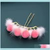Hair Jewelry Jewelryhair Clips & Barrettes Lovely Pink Peach Tiaras Hairpins Green Leaf For Children Girls Kids Aessories Pearls Cute Hairgr