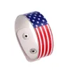 B2382 Zwpon Leather Baseball Armband Snap Button Fotboll Armband Amerikanska Nationella Flagg Armband Bangles Smycken Partihandel