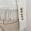 High Street Est Fall Winter Baroque Designer Jacket Dames Lion Buttons Tassel Wol Blend Tweed Coat 210521