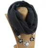 2020 frauen mode Halskette schmuck schal Winter Warme Anhänger Schal Baumwolle Weibliche Wraps foulard femme Muslimischen Kopf Schals
