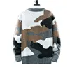 Suéteres para hombres Otoño Invierno Jerseys Hombres Estilo Casual Patchwork Para Hombre O-Cuello Ajuste Punto Suave Suelto Suéter Moda Grueso Cálido