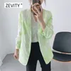 Mulheres Fresh Tie Tintura Imprimir Costura Costura Blazer Plissado Manga Escritório Senhora Causal Outwear Outwear Casaco Tops C532 210420