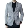 Ternos masculinos blazers personalizado casaco xadrez de alta qualidade esporte Único botão blazer formal noivo noivo Causal traje de baile homme