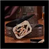 Men Designer Krokodyl skórzany pasek moda Luksusowy błyszczące diamenty 3D smok gładka klamra 125 cm 12 modeli jdbd7 pasy vz8ll219c