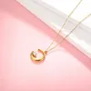 New Trendy Women 18K Gold Plated Stainless Steel Crescen Moon Pendant Necklace