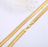 6mm Flat Snake Chains Plated 18K Gold Necklaces Men Women Fashion Jewellery Hip Hop 18 20 22 24 26 28 30 Inche