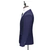 Men's Suits & Blazers Men Wedding Suit 2021 Four Seasons Set Three Pieces Striped Single Breasted British Blue Large Size