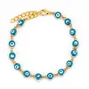 Klassische bösen blick Link Kette Armbänder Frauen Mädchen Persönlichkeit Türkische Grün Blau augen Gold Farbe Armband Schmuck Großhandel