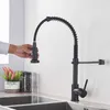 Pull Down Keukengootsteen Kraan 360 Gratis Rotatie Lente Koude Mixer Kraan Tap Spray Stream 2-Way Modes Spout Zwart Goud Nikkel 211108