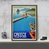 Grecja Wyspa Korfu Vintage Podróży Plakat Malarstwo Home Decor Oprawione lub Unframed Fotopaper Materiał