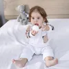 패션 브랜드 편지 스타일 신생아 아기 옷 Bebe 인쇄 곰 면화 귀여운 유아 아기 소년 소녀 Romper 0-24 개월