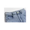 Sommar hög midja bredben jeans shorts casual blå denim båda sido slips mini kort sexig kvinnlig 210430